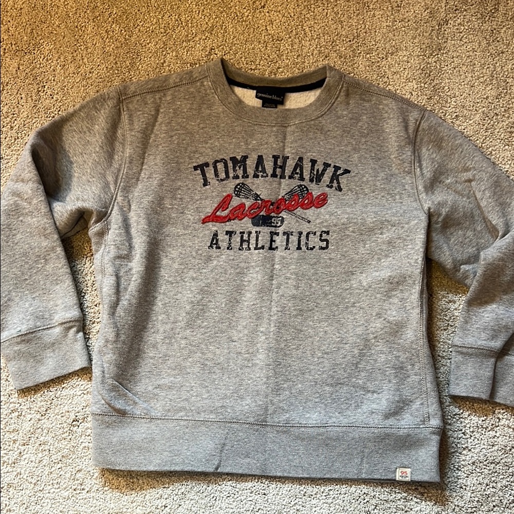 Gray Crew Neck Sweatshirt with Ribbed Cuffs size medium- 10